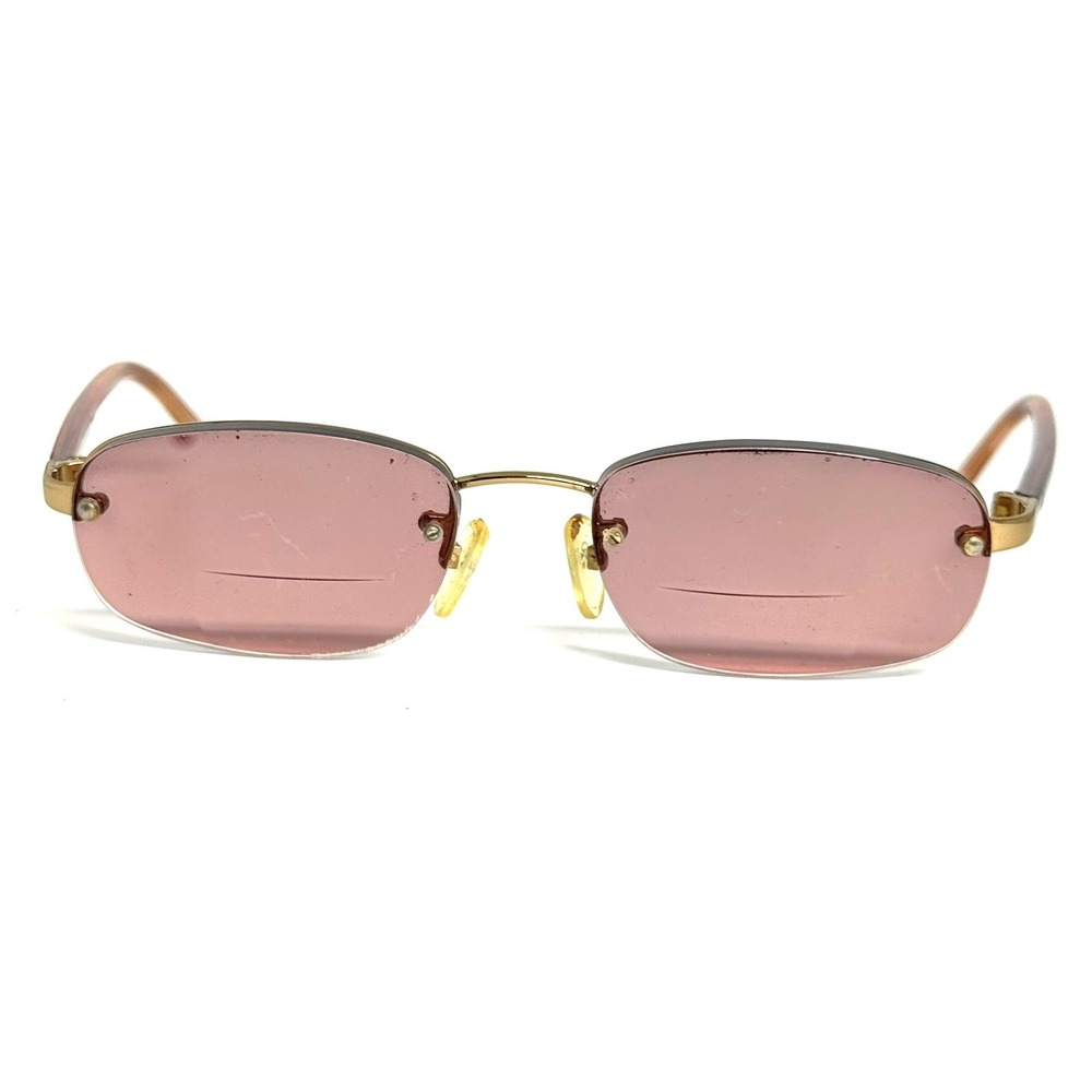 Calvin Klein CK 1035 Rimless Oval Glasses Gold Pink Tint Red Gradient Arms 130mm
